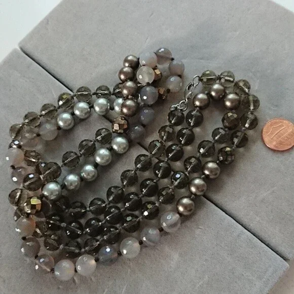 Stella & Dot glass, faux pearls Necklace